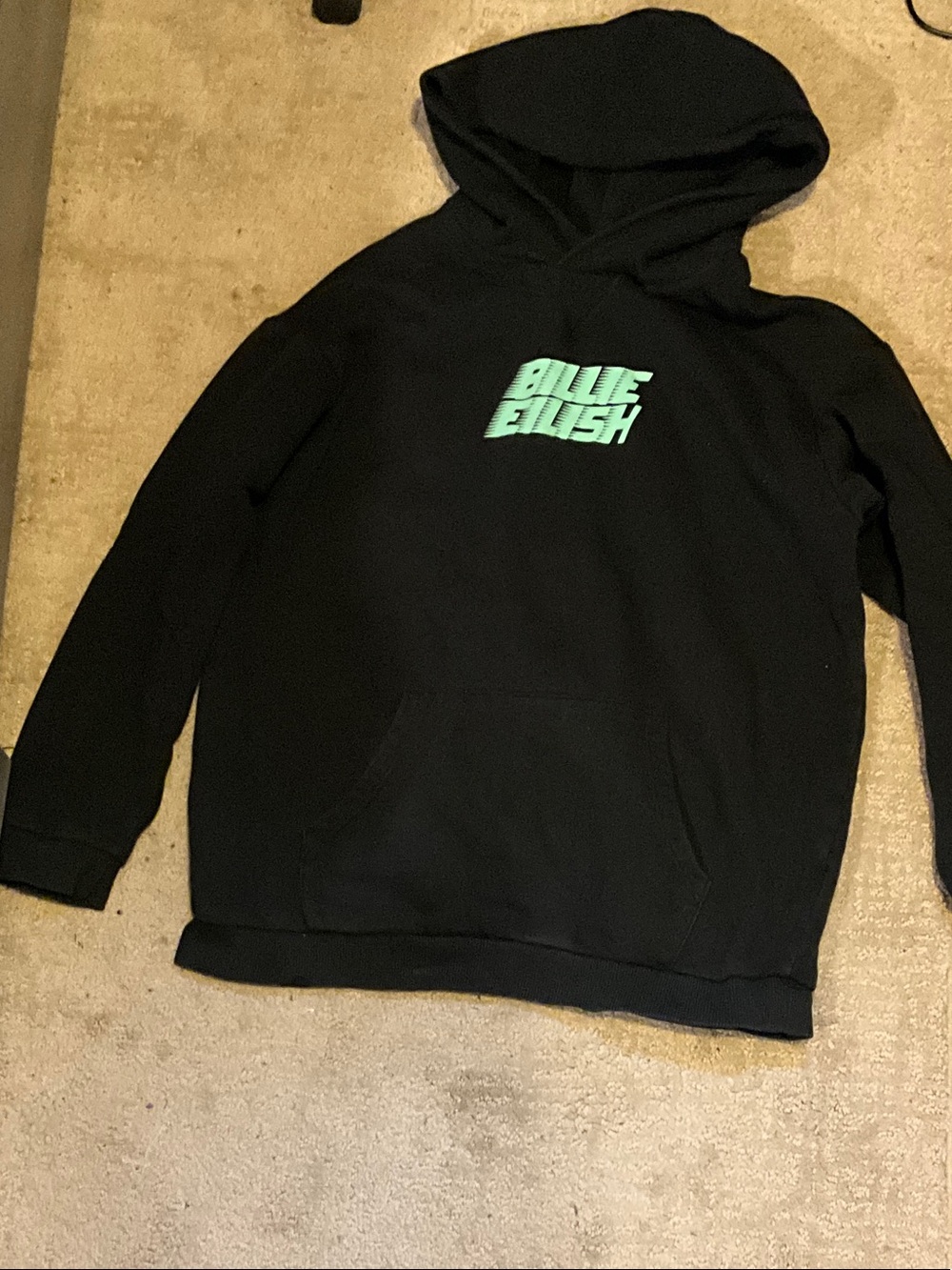 H&M Black Hoodie with Mint Graphic